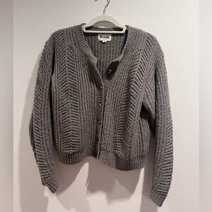 Rouje Gray Chunky Knit Button-Up Cardigan